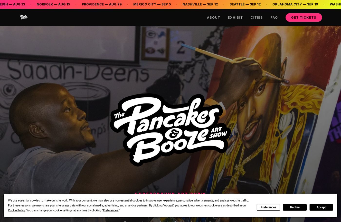 Pancakes & Booze Art Show homepage